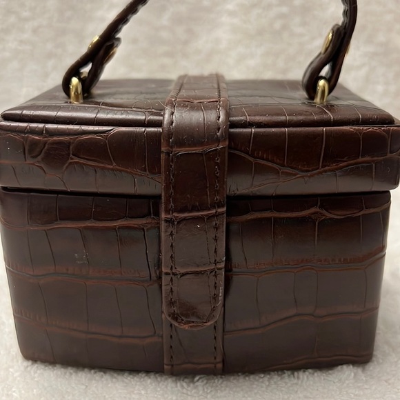 Faux Alligator Skin Portable Travel Jewelry Box Holder Organizer 2 piece - Picture 3 of 12